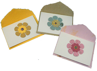 100% Recycled Flower Cards With Handmade Paper Envelope